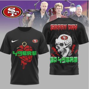 San Francisco 49ers Green Day Mohawk Skull Punk T Shirt