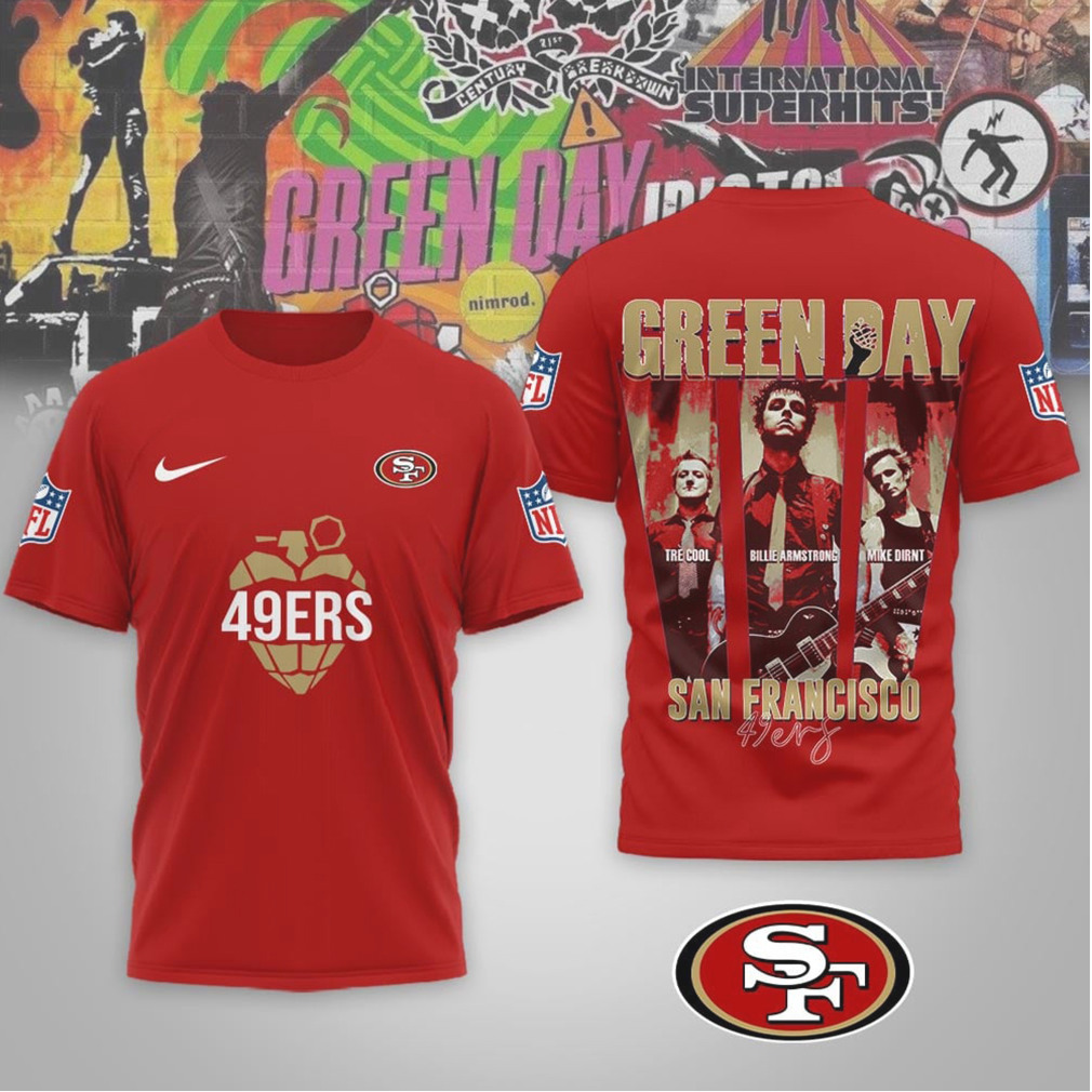 San Francisco 49ers Green Day Rock Band Mashup Nike Performance Football Fan T Shirt San Francisco 49ers Green Day Rock Band Mashup Nike Performance Football Fan T Shirt