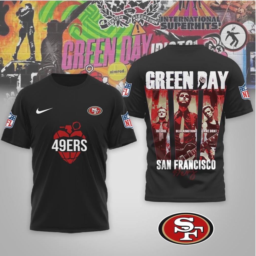 San Francisco 49ers Green Day Rock Band Mashup Nike Performance Football Fan T Shirt San Francisco 49ers Green Day Rock Band Mashup Nike Performance Football Fan T Shirt