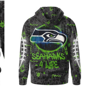 Seattle Seahawks 4 Life Neon Green Graffiti Pullover Hoodie Seattle Seahawks 4 Life Neon Green Graffiti Pullover Hoodie