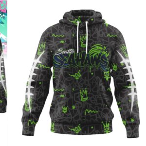 Seattle Seahawks 4 Life Neon Green Graffiti Pullover Hoodie
