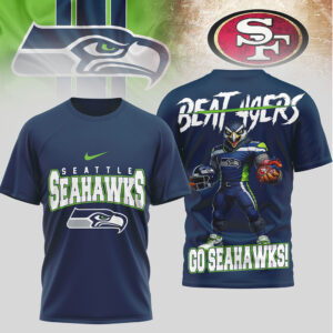 Seattle Seahawks “Beat 49ers” Rivalry Mascot Graphic Tee Seattle Seahawks “Beat 49ers” Rivalry Mascot Graphic Tee