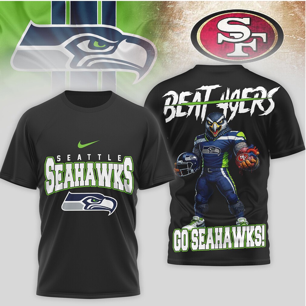 Seattle Seahawks “Beat 49ers” Rivalry Mascot Graphic Tee Seattle Seahawks “Beat 49ers” Rivalry Mascot Graphic Tee