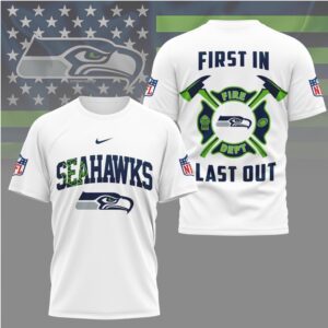 Seattle Seahawks Fire Dept First In Last Out Thin Red Line Fan Shirt
