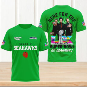 Seattle Seahawks Green Day Super Bowl LX Green T Shirt NFL Rock Band Fan Apparel T Shirt