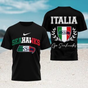 Seattle Seahawks Italia Heritage Italian Flag Nike Logo Football T Shirt Seattle Seahawks Italia Heritage Italian Flag Nike Logo Football T Shirt