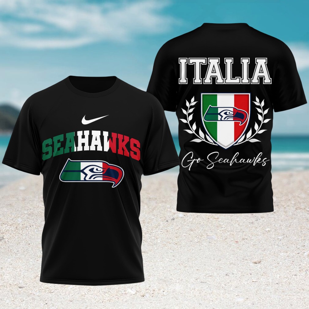 Seattle Seahawks Italia Heritage Italian Flag Nike Logo Football T Shirt Seattle Seahawks Italia Heritage Italian Flag Nike Logo Football T Shirt