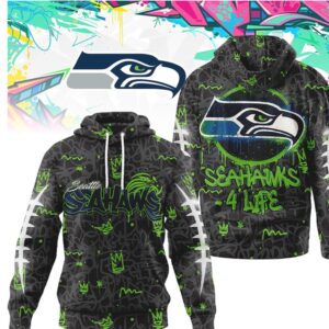 Seattle Seahawks Lime Green Graffiti Style Game Day NFL Shirt