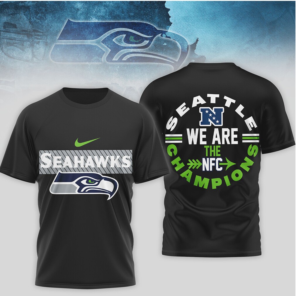 Seattle Seahawks NFC Champions We Are The Champions Nike Logo Performance T Shirt Seattle Seahawks NFC Champions We Are The Champions Nike Logo Performance T Shirt
