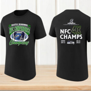 Seattle Seahawks NFC Conference 4X Champs History T Shirt 2005 To 2025 Victory T Shirt Seattle Seahawks NFC Conference 4X Champs History T Shirt 2005 To 2025 Victory T Shirt