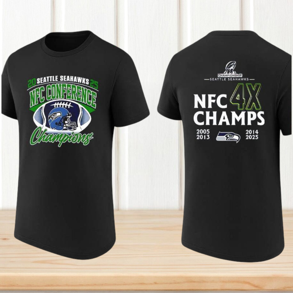Seattle Seahawks NFC Conference 4X Champs History T Shirt 2005 To 2025 Victory T Shirt Seattle Seahawks NFC Conference 4X Champs History T Shirt 2005 To 2025 Victory T Shirt