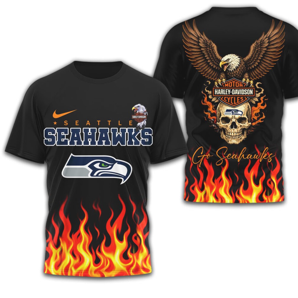 Seattle Seahawks Official NFL Eagle Harley Davidson 3D Shirt Seattle Seahawks Official NFL Eagle Harley Davidson 3D Shirt