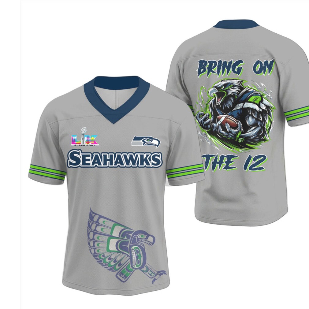 Seattle Seahawks Official V neck Baseball Jersey Seattle Seahawks Official V neck Baseball Jersey