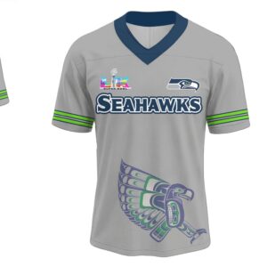 Seattle Seahawks Official V neck Baseball Jersey
