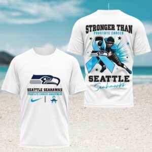 Seattle Seahawks Prostate Cancer Awareness Stronger Than Cancer Blue Ribbon Football T Shirt Seattle Seahawks Prostate Cancer Awareness Stronger Than Cancer Blue Ribbon Football T Shirt