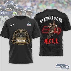 Seattle Seahawks “Straight Outta Hell” Horror Graphic T Shirt
