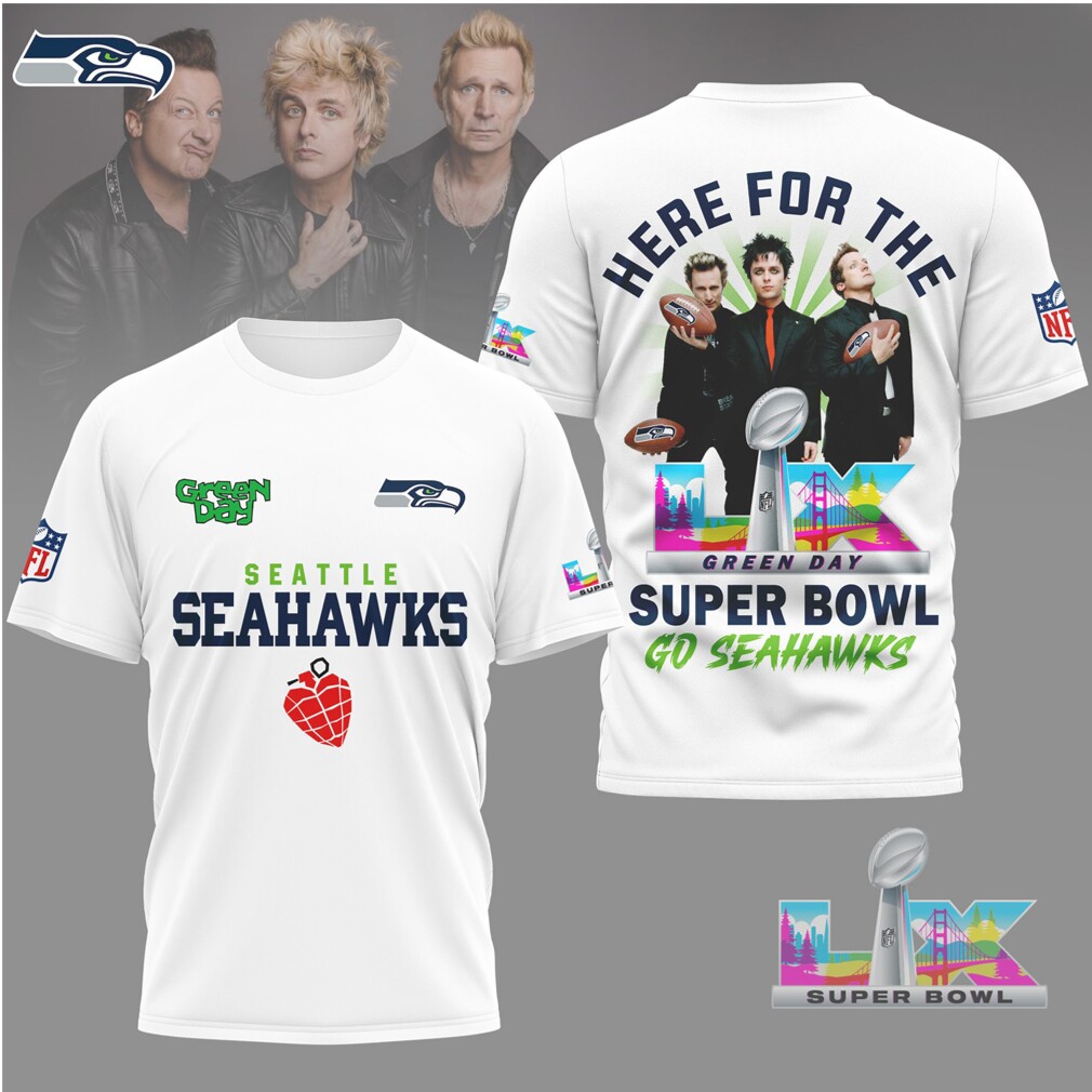 Seattle Seahawks x Green Day Super Bowl LIX Rock Crossover Tee Seattle Seahawks x Green Day Super Bowl LIX Rock Crossover Tee