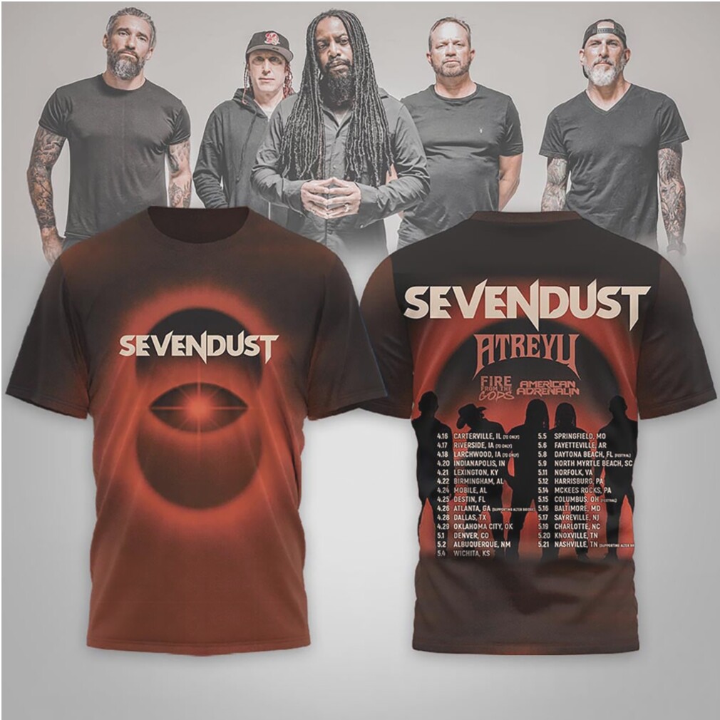 Sevendust Atreyu Fire From The Gods 2026 US Tour Dates Rock Music Shirt Sevendust Atreyu Fire From The Gods 2026 US Tour Dates Rock Music Shirt