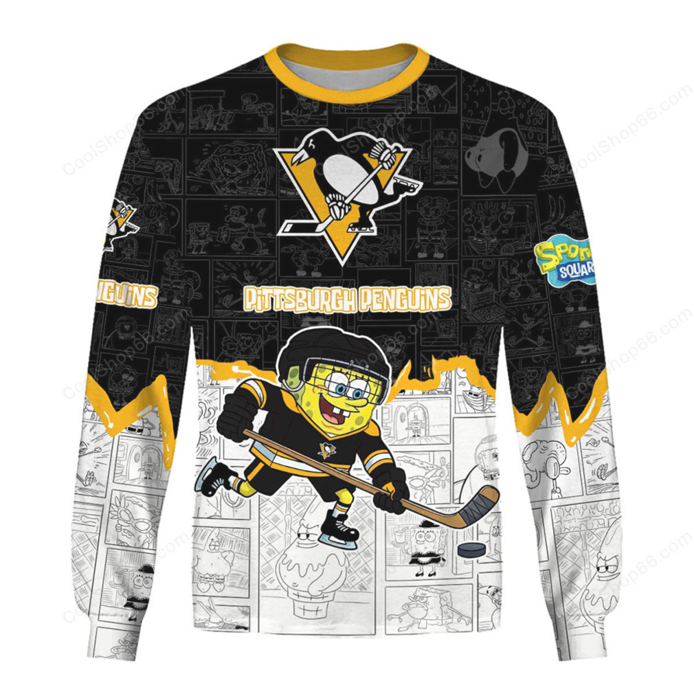 SquarePants on the Ice Pittsburgh Penguins Crossover NFL Hoodie SquarePants on the Ice Pittsburgh Penguins Crossover NFL Hoodie