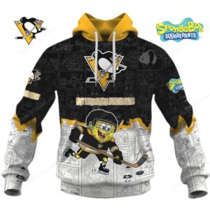 SquarePants on the Ice Pittsburgh Penguins Crossover NFL Hoodie