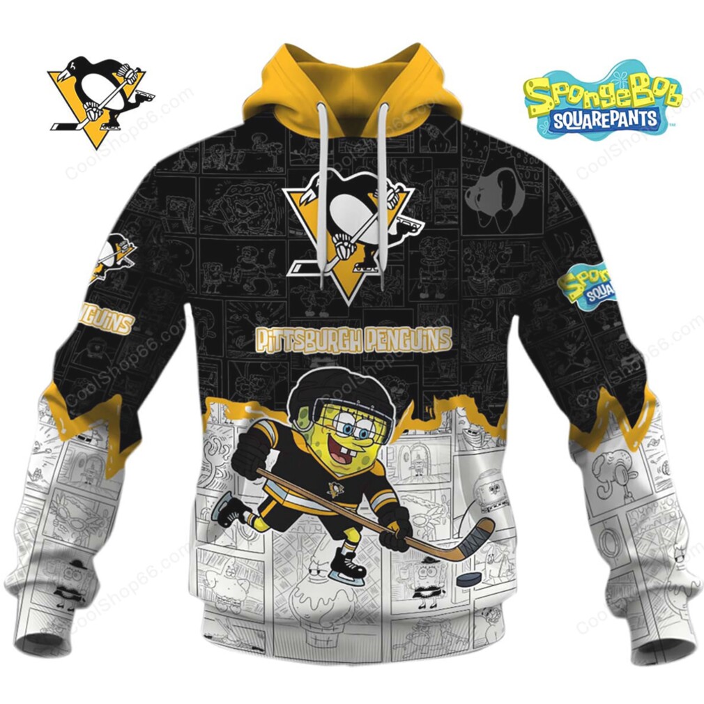 SquarePants on the Ice Pittsburgh Penguins Crossover NFL Hoodie SquarePants on the Ice Pittsburgh Penguins Crossover NFL Hoodie