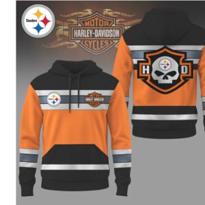 Steelers Nation Harley Davidson Skull NFL Hoodie