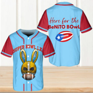 Super Bowl LX Benito Bowl Blue Baseball Jersey Puerto Rico Flag