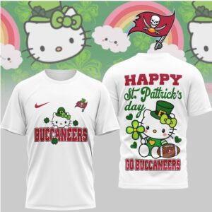 Tampa Bay Buccaneers Hello Kitty St. Patrick's Day Lucky Shamrock Football T Shirt