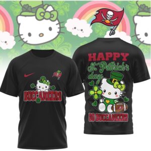 Tampa Bay Buccaneers Hello Kitty St. Patrick's Day Lucky Shamrock Football T Shirt