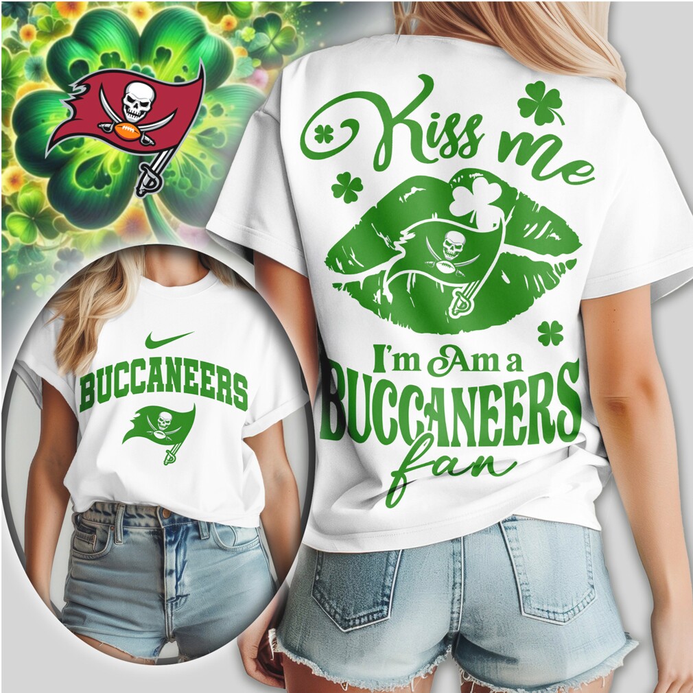 Tampa Bay Buccaneers Kiss Me I'm A Fan St. Patrick's Day Women's Football Shirt Tampa Bay Buccaneers Kiss Me I'm A Fan St. Patrick's Day Women's Football Shirt