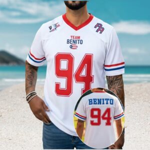 Team Benito 94 Bad Bunny Puerto Rico Custom White Football Fan Jersey Team Benito 94 Bad Bunny Puerto Rico Custom White Football Fan Jersey