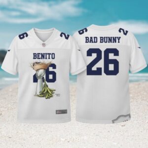 Team Benito Bad Bunny 26 Custom White Football Jersey Team Benito Bad Bunny 26 Custom White Football Jersey