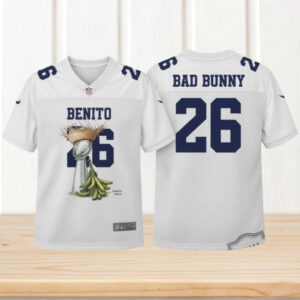 Team Benito Bad Bunny 26 Custom White Football Jersey