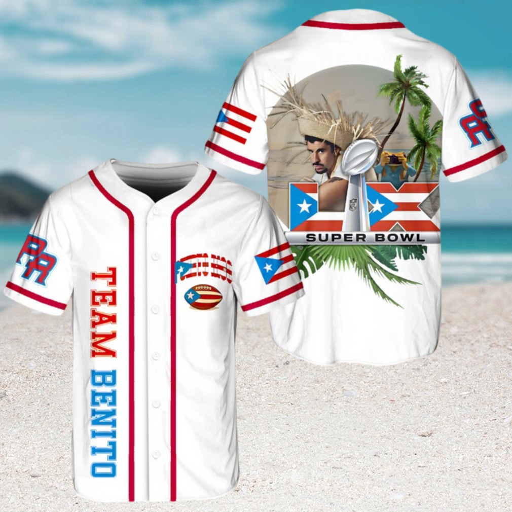 Team Benito Super Bowl LX Puerto Rico Flag Palm Tree Tropical Baseball Jersey Team Benito Super Bowl LX Puerto Rico Flag Palm Tree Tropical Baseball Jersey