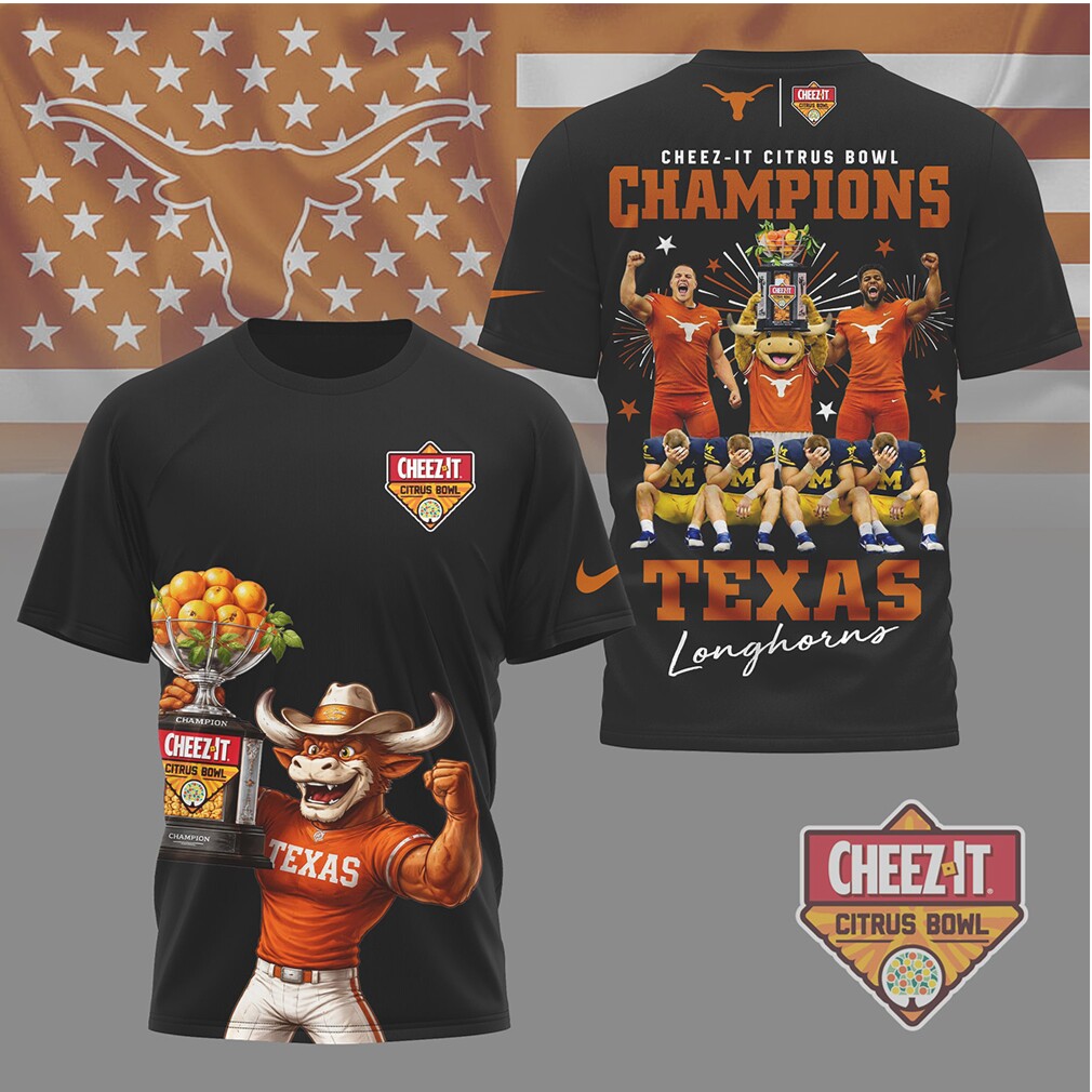 Texas Longhorns Cheez It Citrus Bowl Champions Bevo Mascot Trophy Fan T Shirt Texas Longhorns Cheez It Citrus Bowl Champions Bevo Mascot Trophy Fan T Shirt