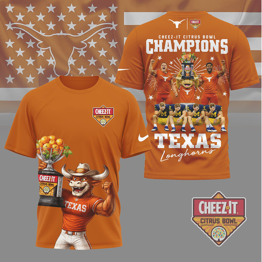 Texas Longhorns Cheez It Citrus Bowl Champions Bevo Mascot Trophy Fan T Shirt Texas Longhorns Cheez It Citrus Bowl Champions Bevo Mascot Trophy Fan T Shirt