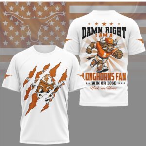 Texas Longhorns Damn Right I Am A Fan Bevo Mascot Hook Em Shirt