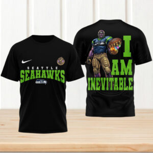 Thanos I Am Inevitable Seattle Seahawks Infinity Gauntlet Marvel Mashup T Shirt