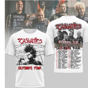 The Casualties Punk Rock Detonate Tour 2026 Vintage Graphic T Shirt Concert Shirt