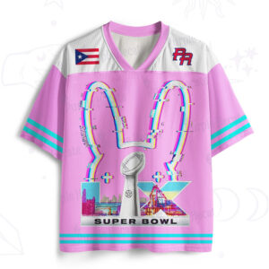 Vibrant Pink Bad Bunny Super Bowl LX Puerto Rico Glitch Performance Jersey Vibrant Pink Bad Bunny Super Bowl LX Puerto Rico Glitch Performance Jersey