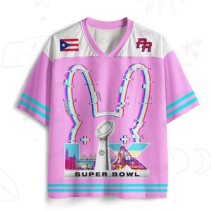 Vibrant Pink Bad Bunny Super Bowl LX Puerto Rico Glitch Performance Jersey
