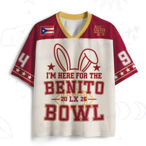 Vintage Benito Bowl 2026 Super Bowl LX Football Jersey Puerto Rico Flag Design Vintage Benito Bowl 2026 Super Bowl LX Football Jersey Puerto Rico Flag Design