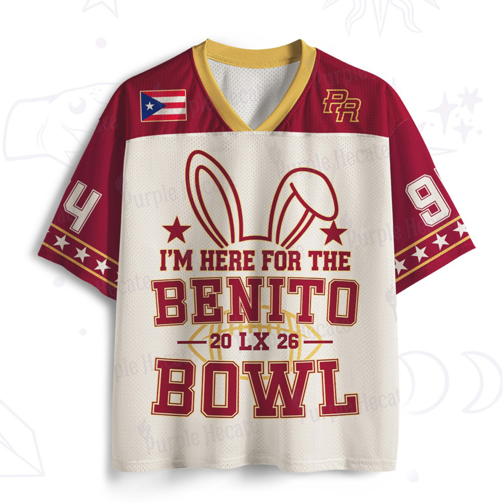 Vintage Benito Bowl 2026 Super Bowl LX Football Jersey Puerto Rico Flag Design Vintage Benito Bowl 2026 Super Bowl LX Football Jersey Puerto Rico Flag Design