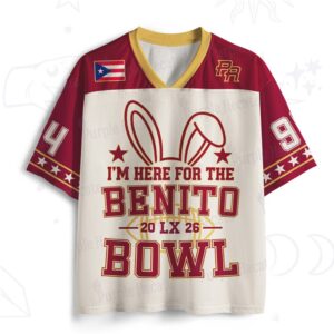 Vintage Benito Bowl 2026 Super Bowl LX Football Jersey Puerto Rico Flag Design