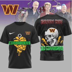 Washington Commanders Green Day Mohawk Skull Punk T Shirt