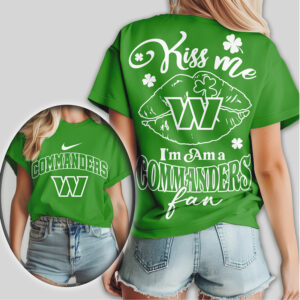 Washington Commanders Kiss Me I’m A Fan St. Patrick’s Day Women’s Football T Shirt Washington Commanders Kiss Me I’m A Fan St. Patrick’s Day Women’s Football T Shirt