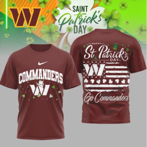 Washington Commanders St. Patrick’s Day Lucky Shamrock Flag Nike Logo Fan T Shirt Washington Commanders St. Patrick’s Day Lucky Shamrock Flag Nike Logo Fan T Shirt