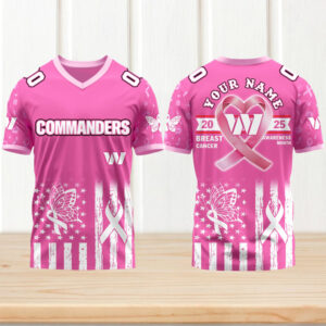 Washington Commanders x The Breast Cancer Awareness Month V neck Short Sleeve Jersey