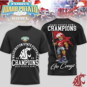 Washington State Cougars 2025 Potato Bowl Champions Football Fan Spirit Shirt Washington State Cougars 2025 Potato Bowl Champions Football Fan Spirit Shirt