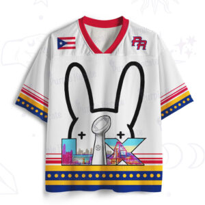 White Bad Bunny Benito 94 Super Bowl Puerto Rico Championship Streetwear Jersey White Bad Bunny Benito 94 Super Bowl Puerto Rico Championship Streetwear Jersey